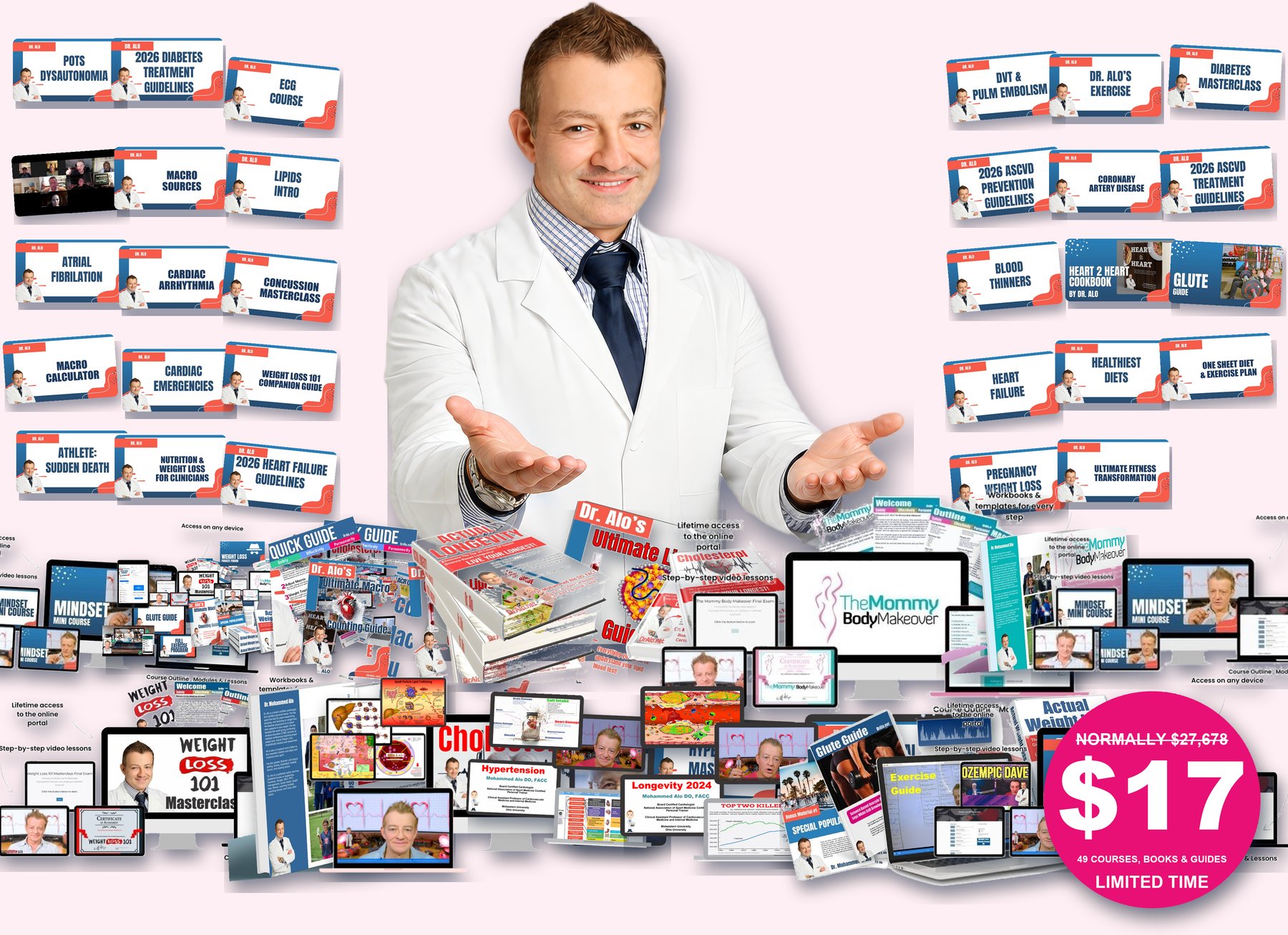 All 49 Healthy Heart Hacks courses, masterclasses, books and guides with Dr. Alo